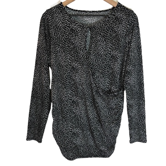 Motherhood Maternity Tops - Motherhood Maternity Faux Wrap Top Size Large Keyhole Office Workwear Stretchy